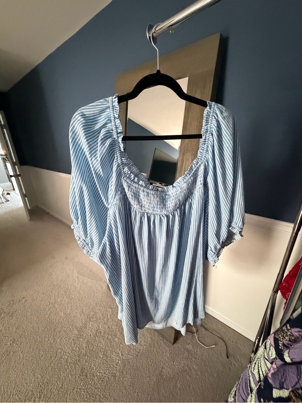 torrid Light Blue & White Striped Peasant Tunic